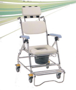 鋁合金 有輪、可躺型收合洗澡便器椅 JCS-207